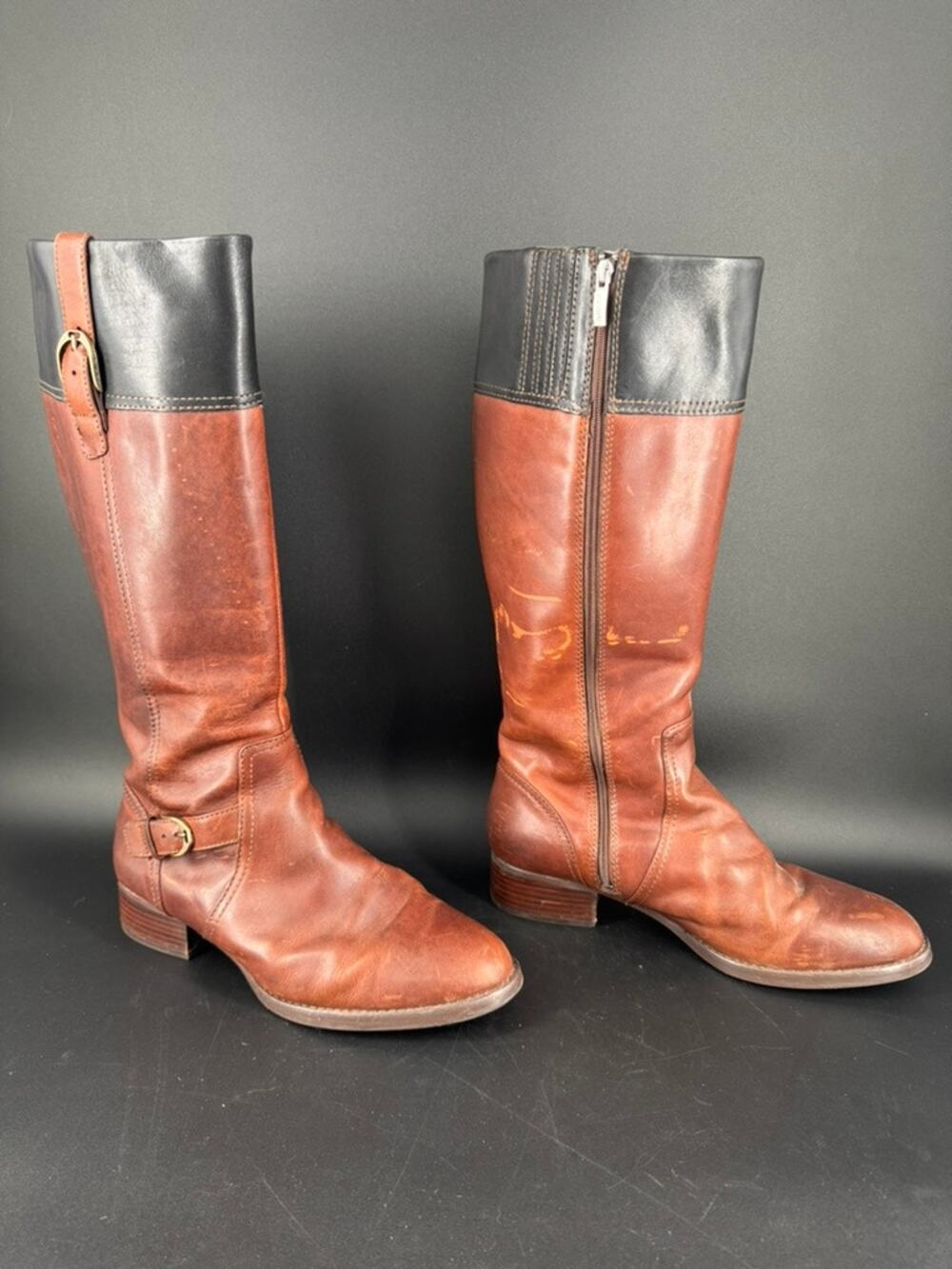 Ariat York 10005045 Tall Riding Boots Womens 10B Brown Black Leather Equestrian